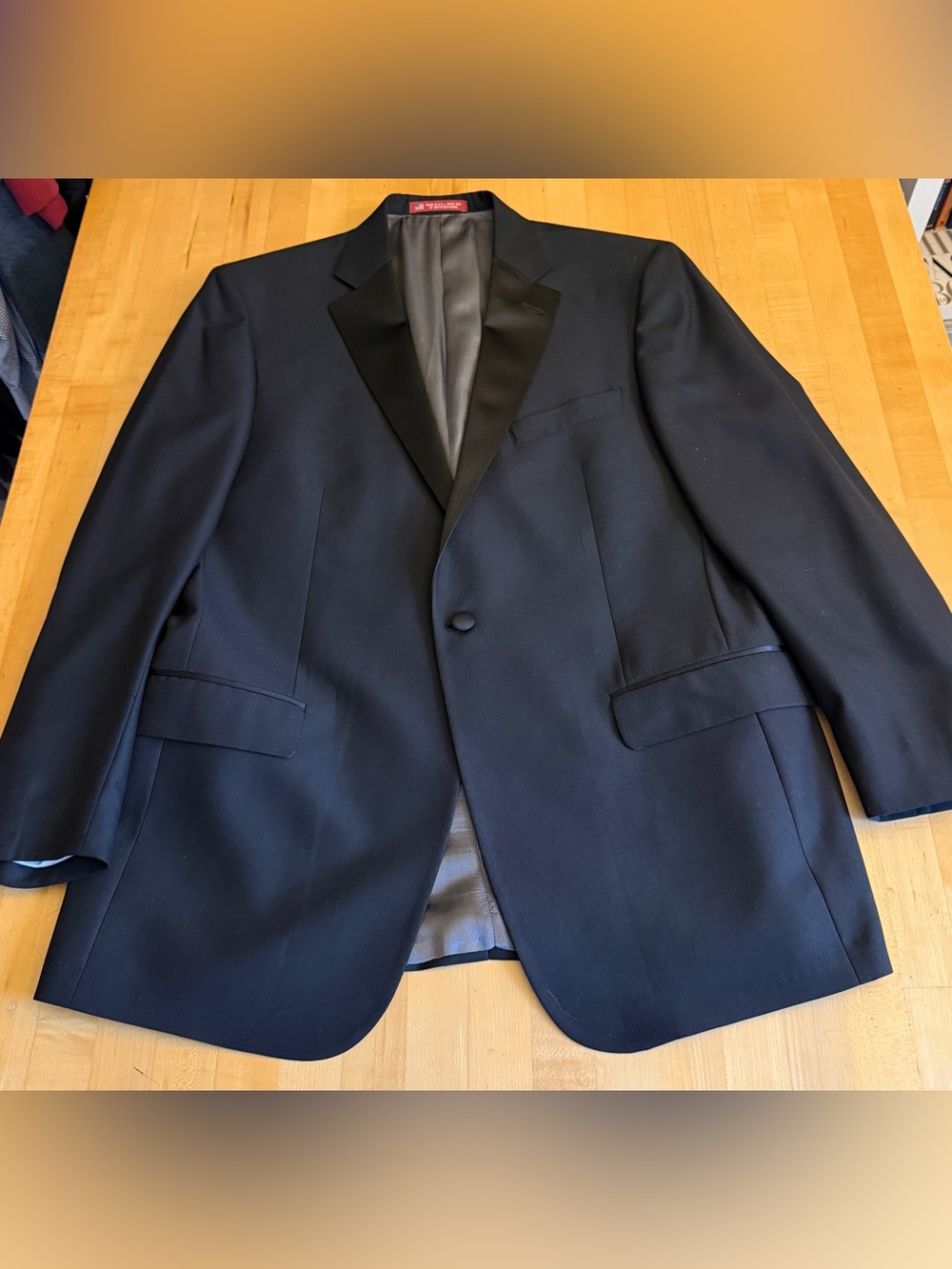 NEW* Hart Schaffner Marx Tuxedo 44R Blazer 37/29 Pants Black Satin Stripe Suit - Picture 6 of 16
